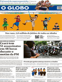 Capa do jornal O Globo 22/02/2020