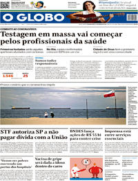 Capa do jornal O Globo 23/03/2020