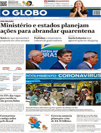 Capa do jornal O Globo 23/04/2020