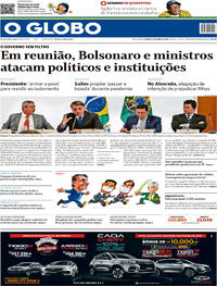 Capa do jornal O Globo 23/05/2020