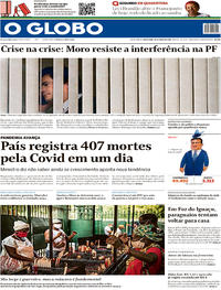 Capa do jornal O Globo 24/04/2020