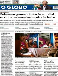 Capa do jornal O Globo 25/03/2020