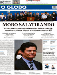 Capa do jornal O Globo 25/04/2020