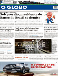 Capa do jornal O Globo 25/07/2020