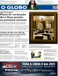 Capa do jornal O Globo 25/11/2020