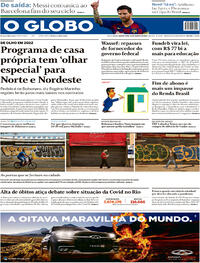 Capa do jornal O Globo 26/08/2020