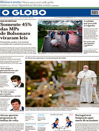Capa do jornal O Globo 26/12/2020