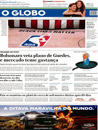 Capa do jornal O Globo 27/08/2020