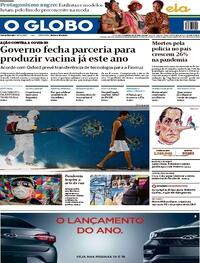 Capa do jornal O Globo 28/06/2020