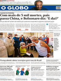 Capa do jornal O Globo 29/04/2020