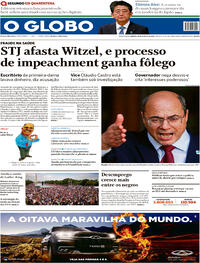 Capa do jornal O Globo 29/08/2020