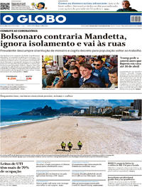 Capa do jornal O Globo 30/03/2020