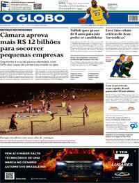Capa do jornal O Globo 30/07/2020