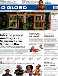 Capa do jornal O Globo 30/08/2020