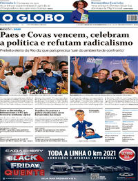 Capa do jornal O Globo 30/11/2020