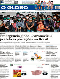 Capa do jornal O Globo 31/01/2020