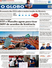 Capa do jornal O Globo 31/07/2020