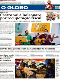 Capa do jornal O Globo 31/08/2020
