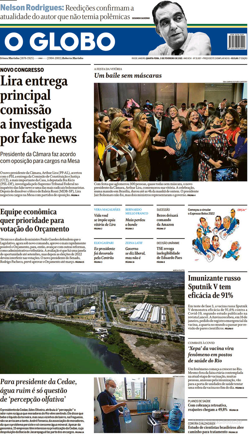 Capa O Globo Edição Quarta 3 De Fevereiro De 2021 9197