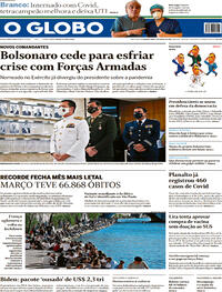 Capa do jornal O Globo 01/04/2021