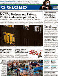 Capa do jornal O Globo 03/06/2021