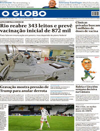 Capa do jornal O Globo 04/01/2021