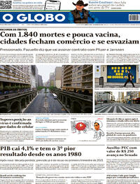 Capa do jornal O Globo 04/03/2021