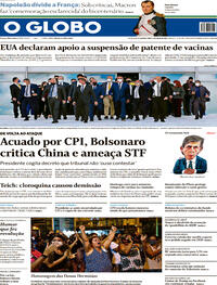 Capa do jornal O Globo 06/05/2021