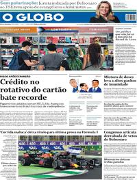 Capa do jornal O Globo 06/12/2021