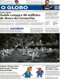 Capa do jornal O Globo 08/01/2021