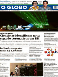 Capa do jornal O Globo 08/04/2021