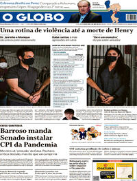 Capa do jornal O Globo 09/04/2021