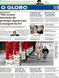 Capa do jornal O Globo 09/07/2021