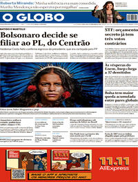 Capa do jornal O Globo 09/11/2021