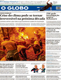 Capa do jornal O Globo 10/08/2021
