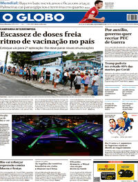 Capa do jornal O Globo 12/02/2021