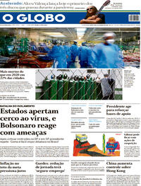 Capa do jornal O Globo 12/03/2021
