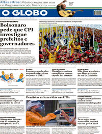 Capa do jornal O Globo 12/04/2021