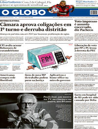Capa do jornal O Globo 12/08/2021