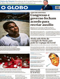 Capa do jornal O Globo 13/02/2021