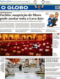 Capa do jornal O Globo 13/03/2021