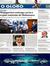 Capa do jornal O Globo 13/05/2021