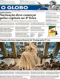 Capa do jornal O Globo 14/01/2021