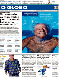 Capa do jornal O Globo 14/02/2021