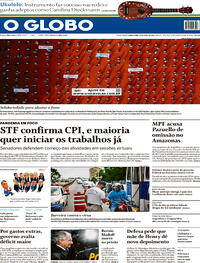 Capa do jornal O Globo 15/04/2021