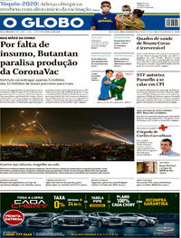 Capa do jornal O Globo 15/05/2021