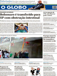Capa do jornal O Globo 15/07/2021