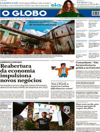 Capa do jornal O Globo 15/08/2021
