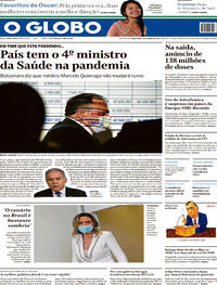 Capa do jornal O Globo 16/03/2021