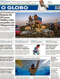 Capa do jornal O Globo 16/08/2021